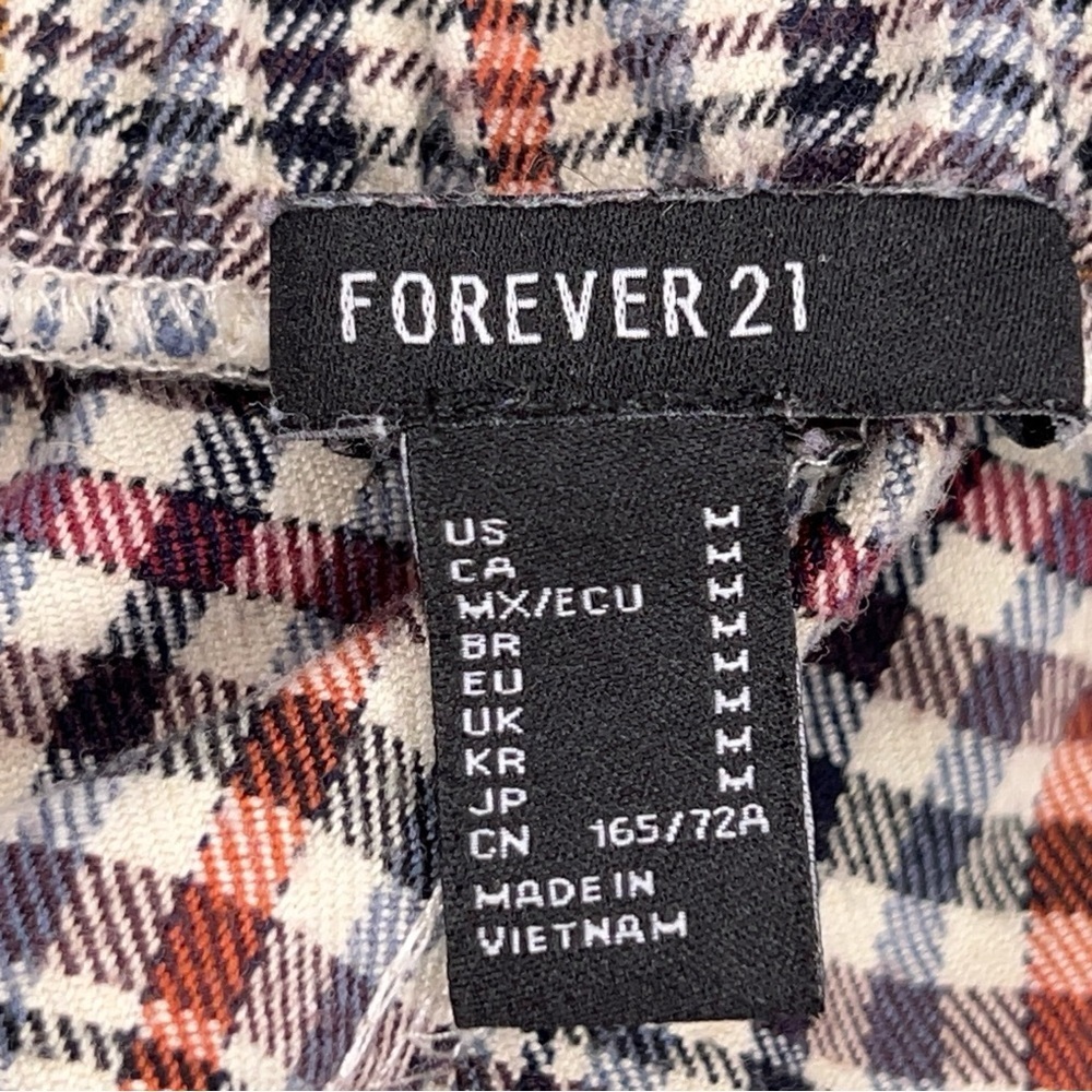 Medium Forever 21 Plaid Pants Wide Leg Black White Academia Belt Loops - Picture 11 of 12